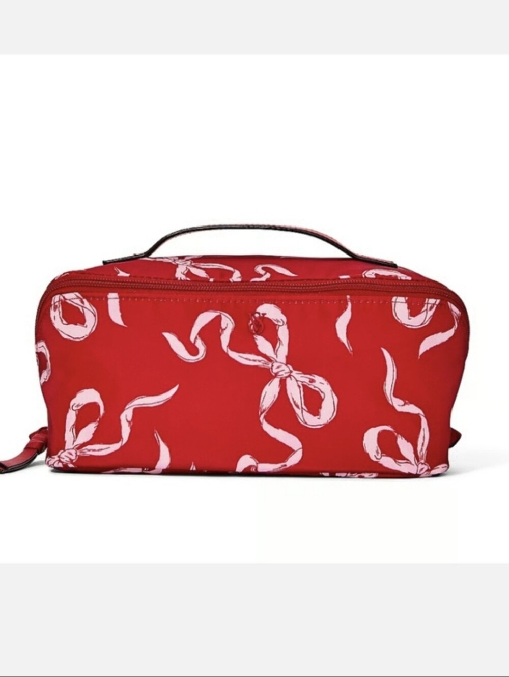 🌟🎁VICTORIA'S SECRET 3-Piece EXPANDABLE Travel MAKEUP BAG- Red Grounded Bow🎁🌟